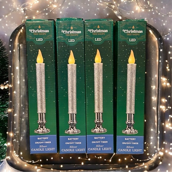 🆕Sparkly Silver LED Candle Set! Candles work w/batteries & have timer function! - Picture 3 of 12